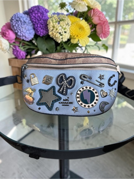 Coach Other - Unique Coach Pebbled Leather Belt Bag in Blue, Brown and Cream